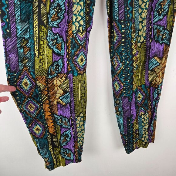 VTG Léger Womens Pants 7/8 Multicolor Geometric Pattern 100% Rayon USA 90s - Picture 9 of 12